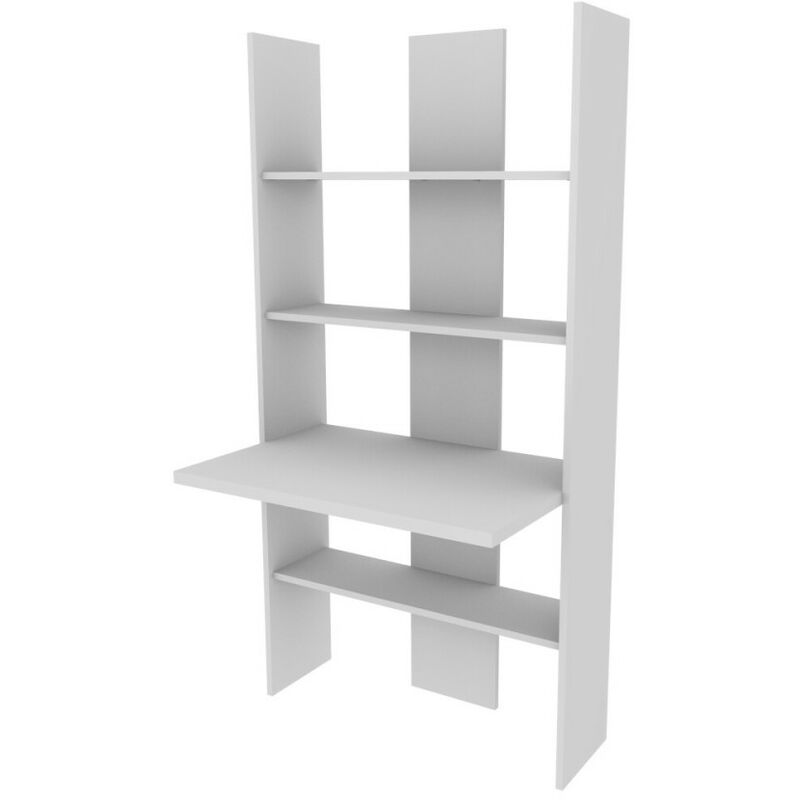 foto del prodotto libreria con scrivania incorporata spaziosa, robusta e facile da montare bianco