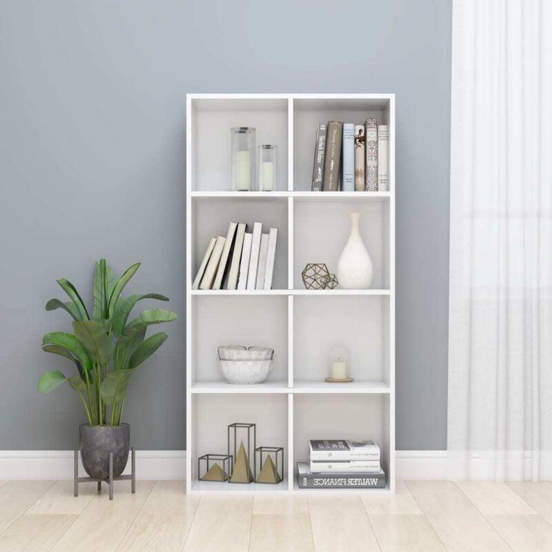 foto del prodotto libreria credenza bianco lucido 66x30x130 cm legno multistrato vidaxl