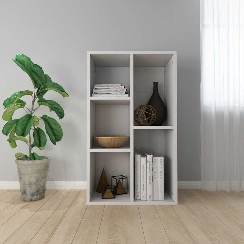 foto del prodotto libreria credenza con 5 vani in legno mobile salotto elegante vari colori colore bianco lucido