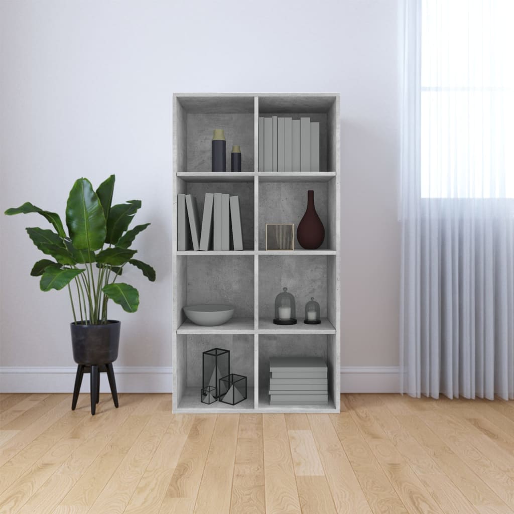 foto del prodotto libreria credenza grigio cemento 66x30x130 cm in truciolato cod mxl 8936