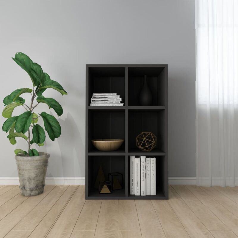 foto del prodotto libreria credenza progettata con 6 scomparti in legno mobile porta cd vari colori colore nero