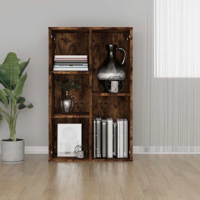 foto del prodotto libreria credenza rovere fumo 50x25x80 cm in legno multistrato vidaxl