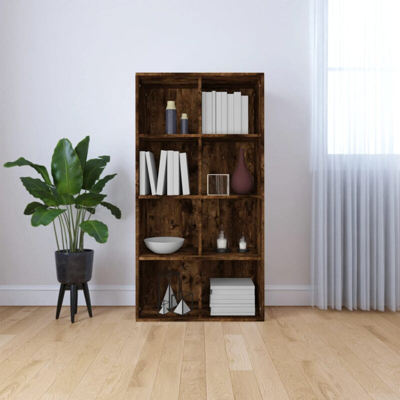 foto del prodotto libreria credenza rovere fumo 66x30x130 cm in legno multistrato vidaxl