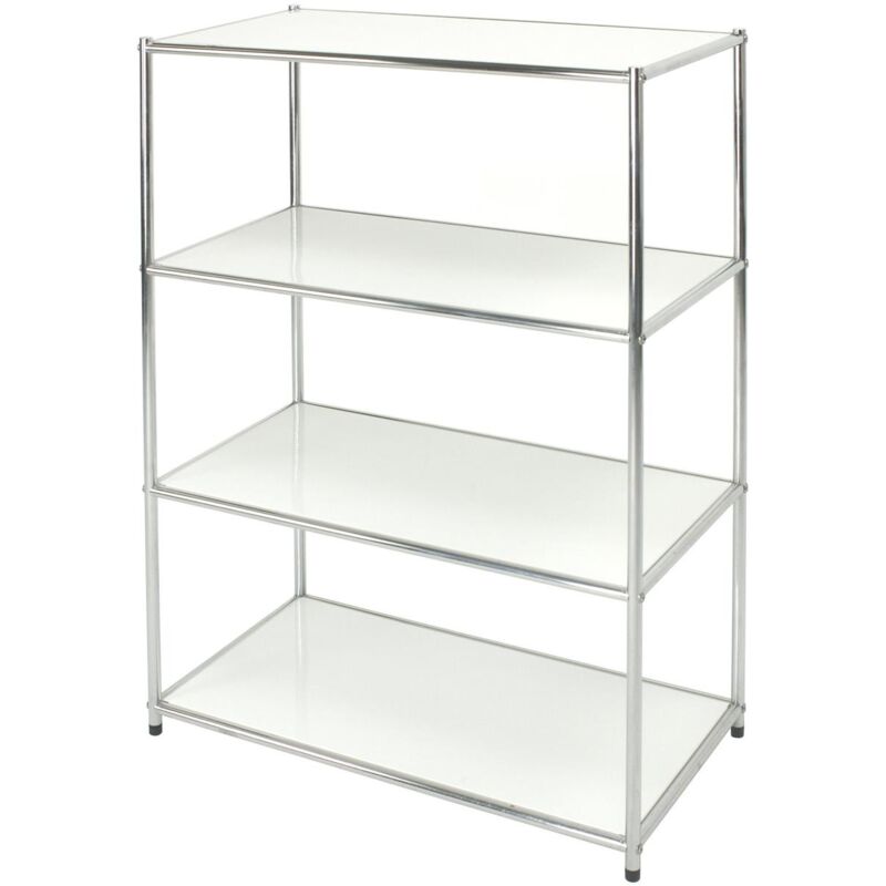 foto del prodotto libreria cromata con 4 ripiani bianchi 40x80x120