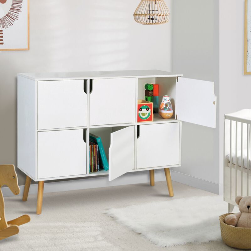 foto del prodotto libreria cubo per bambini in legno bianco con 6 scomparti emmie