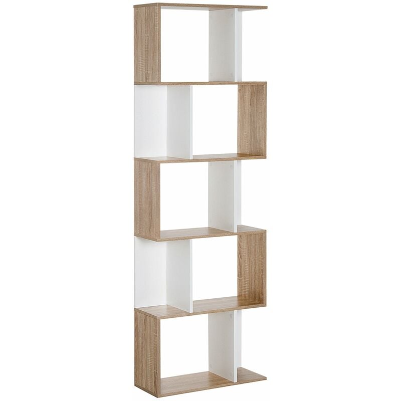 foto del prodotto libreria da muro moderna 5 ripiani in legno bianco 60x24x1184.5 cm