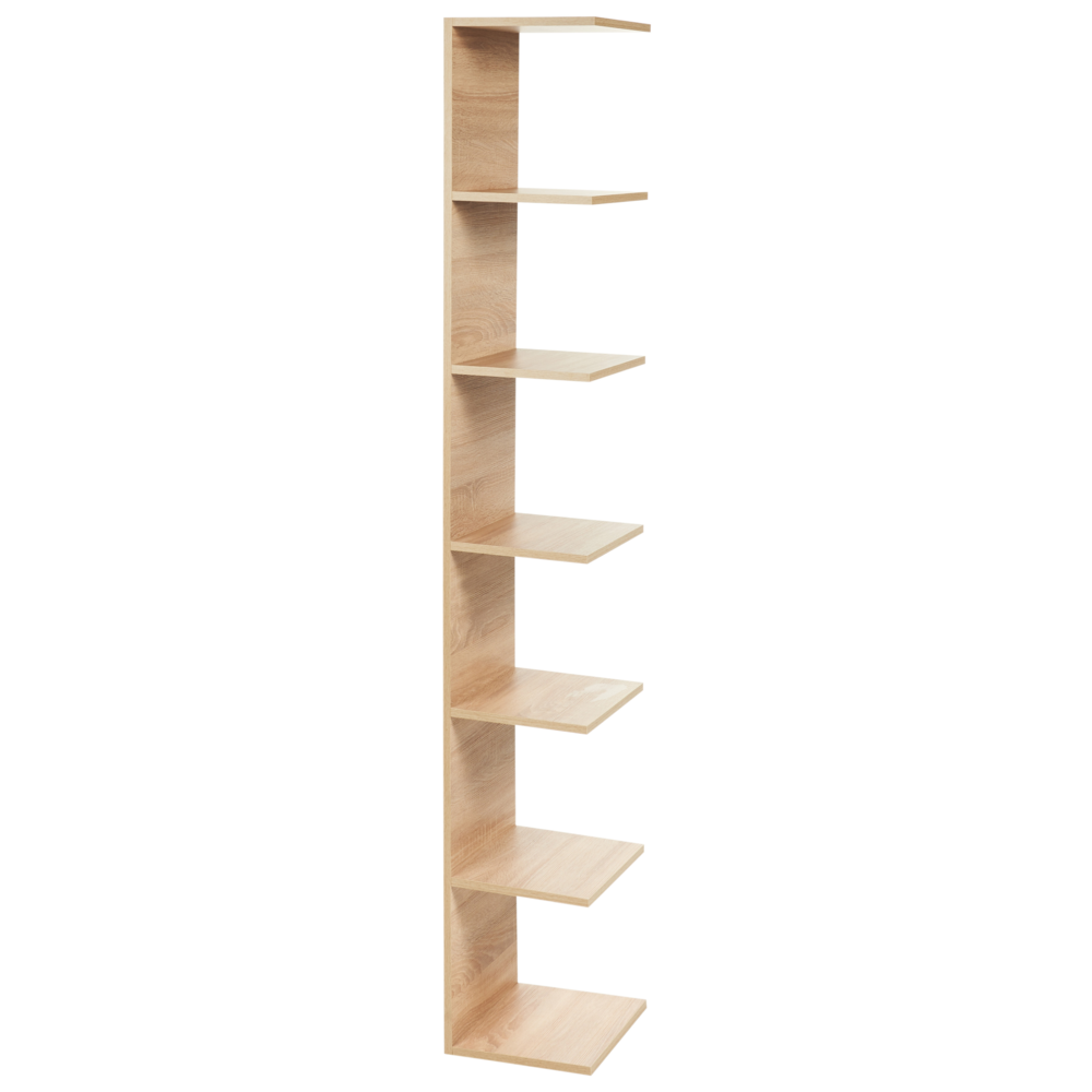 foto del prodotto libreria da parete a pannelli di particelle con 6 livelli legno chiaro stile moderno