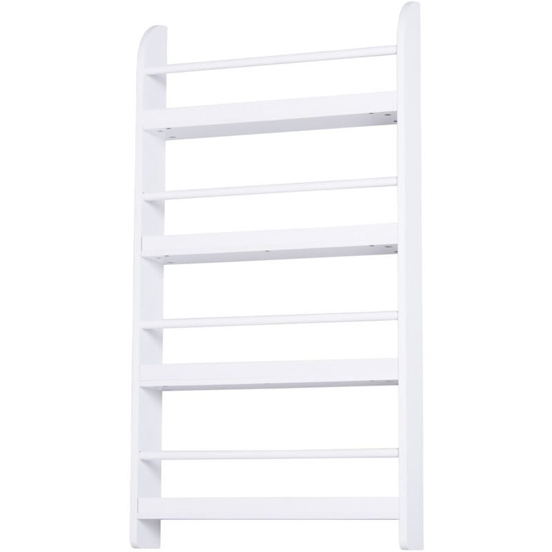 foto del prodotto libreria da parete con 4 ripiani in legno bianco impermeabile homcom