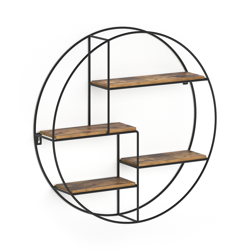foto del prodotto libreria da parete fyrk, legno antico, 55 x 55 cm rotondo vicco