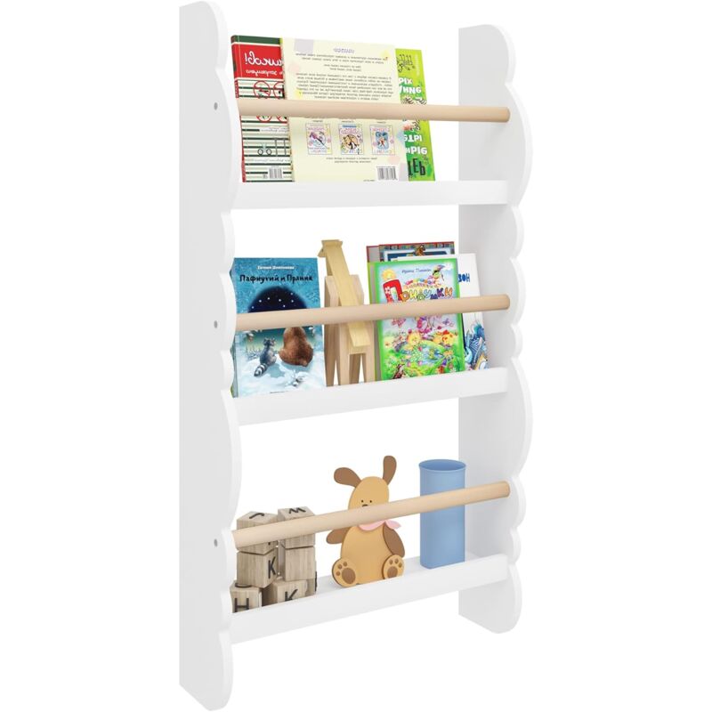 foto del prodotto libreria da parete per bambini. piccola libreria frontale a 3 ripiani bianco woltu