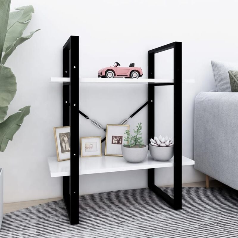 foto del prodotto libreria da salotto o studio con 2 ripiani design moderno vari colori colore bianco lucido