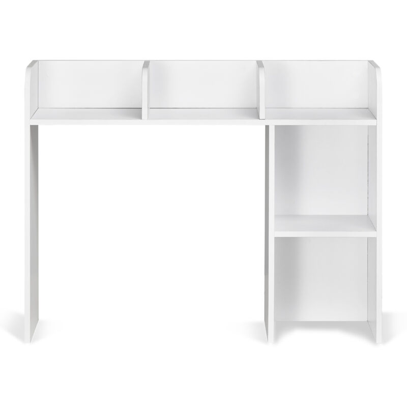 foto del prodotto libreria da scrivania a 2 ripiani, 37,2 x 9,5 x 28,9 organizer portaoggetti bianco, ripiano espositivo in legno con piedini antiscivolo per