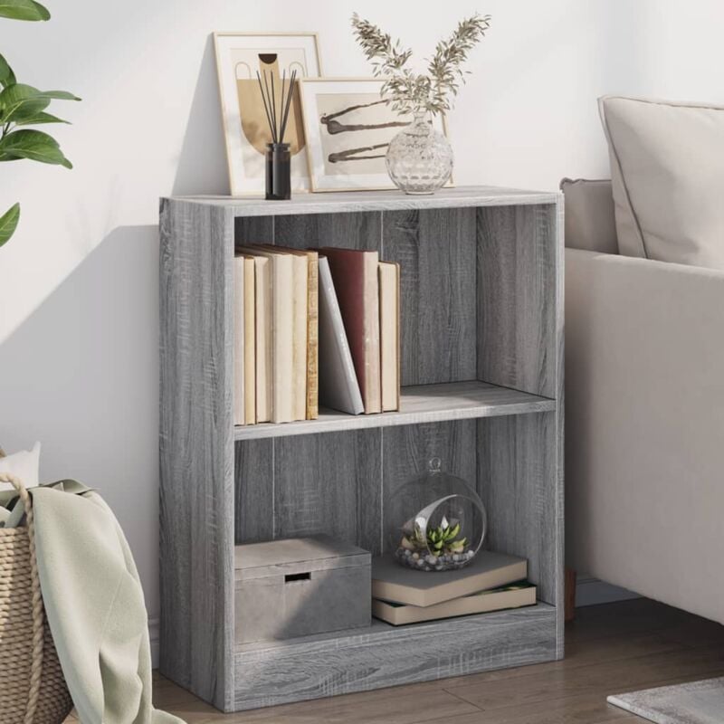 foto del prodotto libreria dal design elegante ideale per salotto con 2 ripiani vari colori colore grigio
