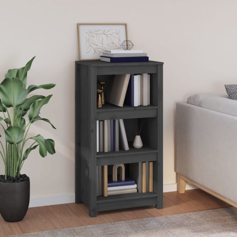 foto del prodotto libreria dal design moderno 50x35x97cm in legno di pino vari colori 3 scomparti colore grigio