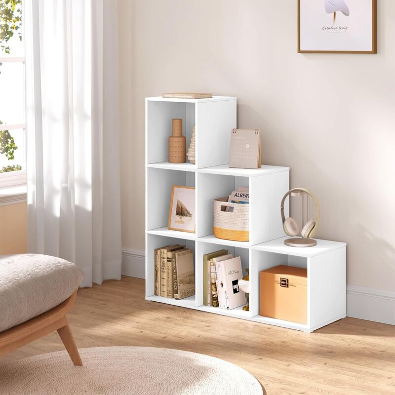 foto del prodotto libreria dal design moderno con 6 cubi, 90x30x90cm, bianco - woltu