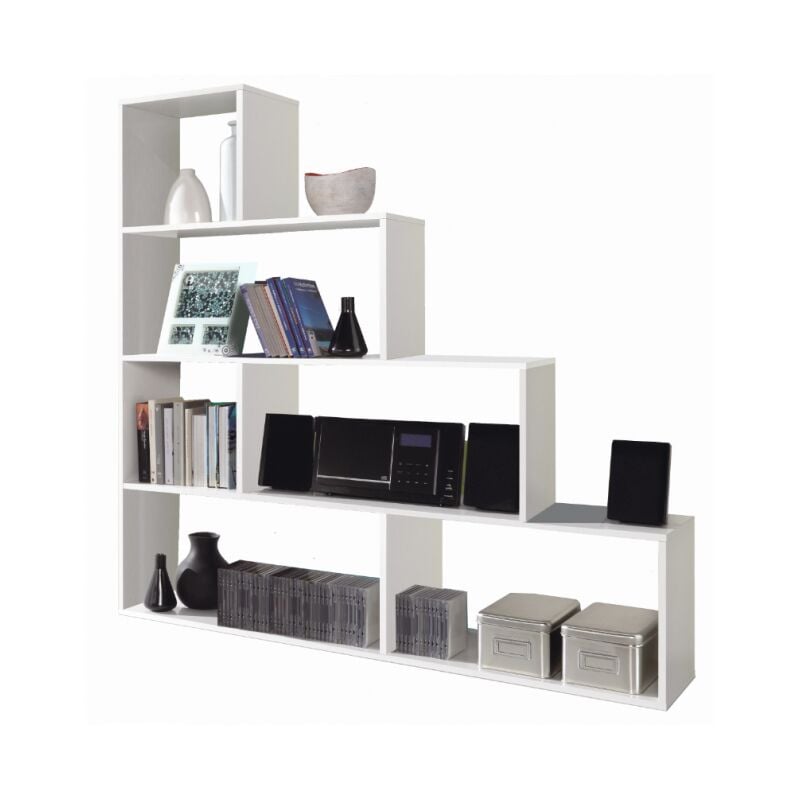 foto del prodotto libreria decorativa 145x29x145 cm con 6 ripiani in bianco lucido ledra