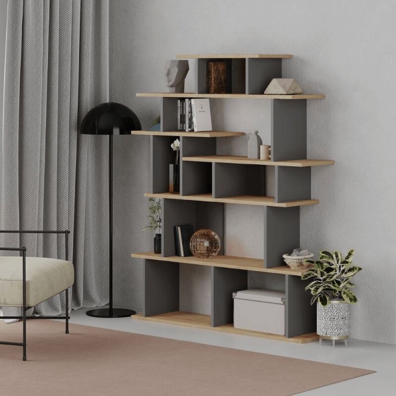 foto del prodotto libreria design apollon rovere e antracite effez