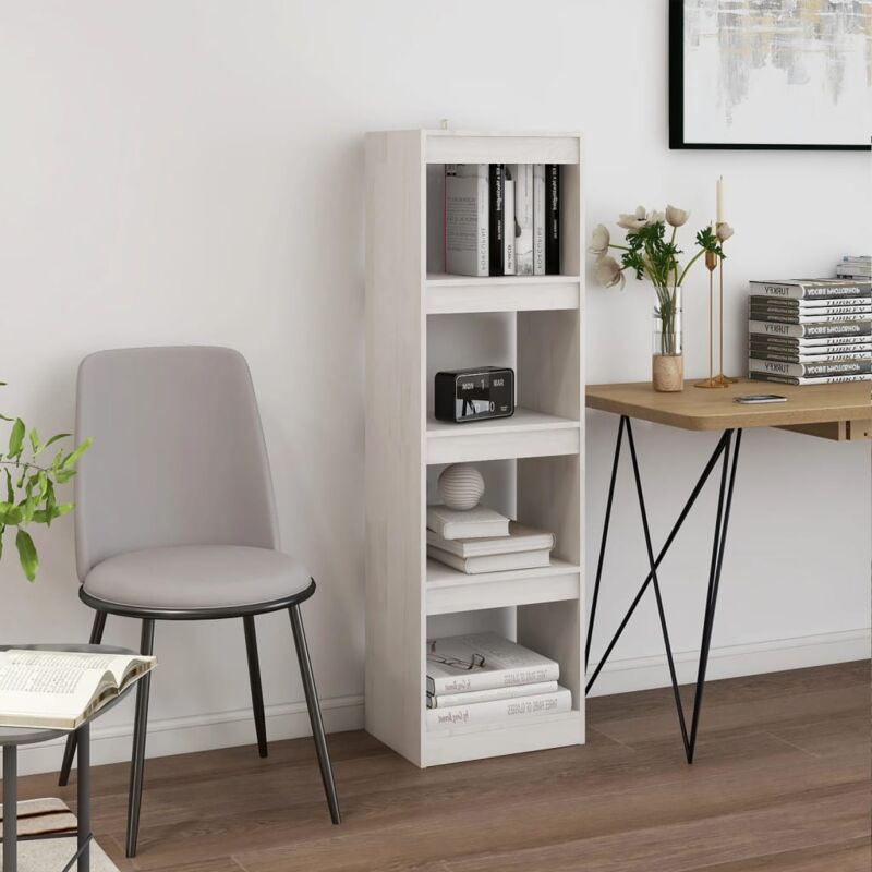 foto del prodotto libreria design elegante in legno di pino 40x30x136cm a 4 ripiani vari colori colore bianco
