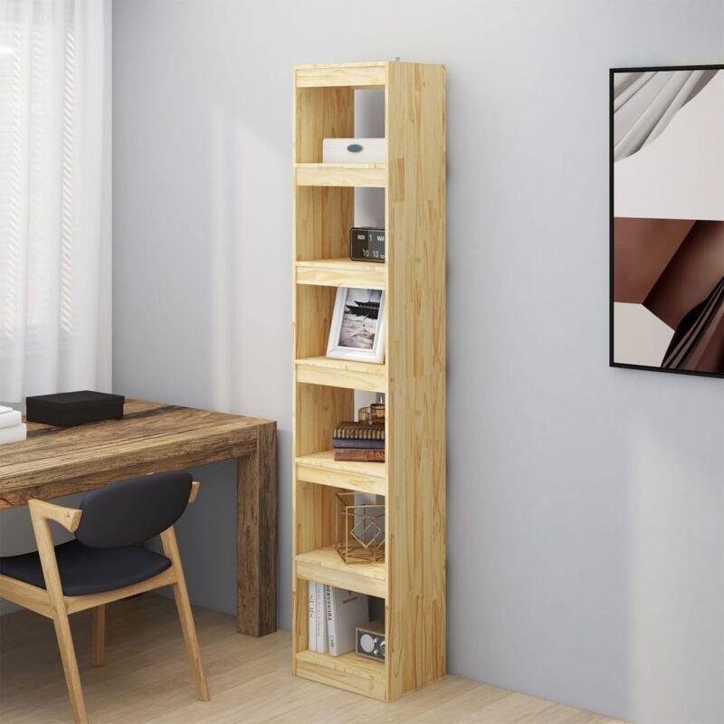 foto del prodotto libreria design elegante in legno di pino 40x30x200cm a 6 ripiani vari colori colore marrone chiaro
