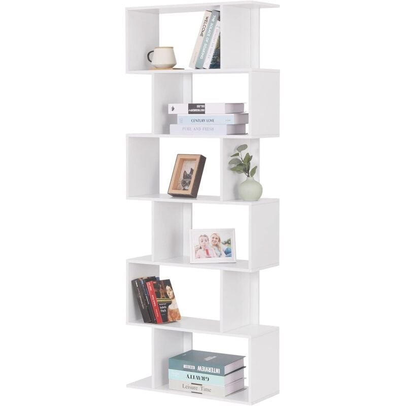 foto del prodotto libreria design moderna scaffale 6 ripiani 60x23.5x160 cm casa ufficio bianco woltu