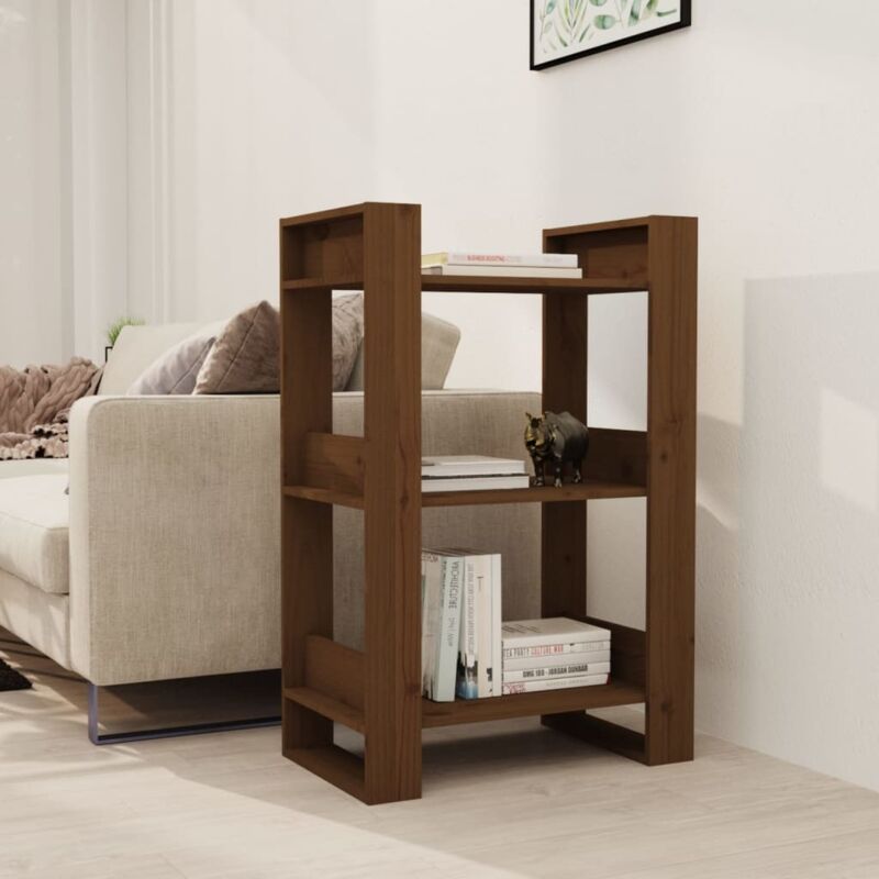 foto del prodotto libreria divisorio ambrato 60x35x91 cm in legno massello vidaxl