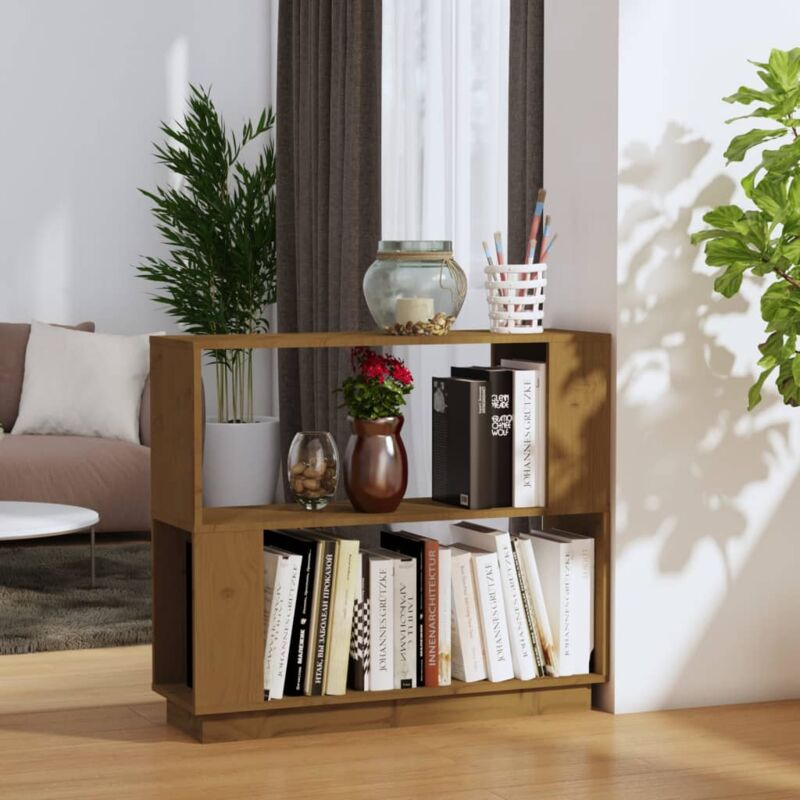 foto del prodotto libreria divisorio ambrato 80x25x70 cm legno massello di pino vidaxl