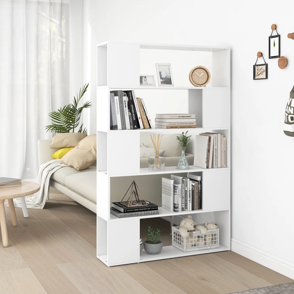 foto del prodotto libreria divisorio bianco 100x24x155 cm in legno multistrato cod mxl 6888
