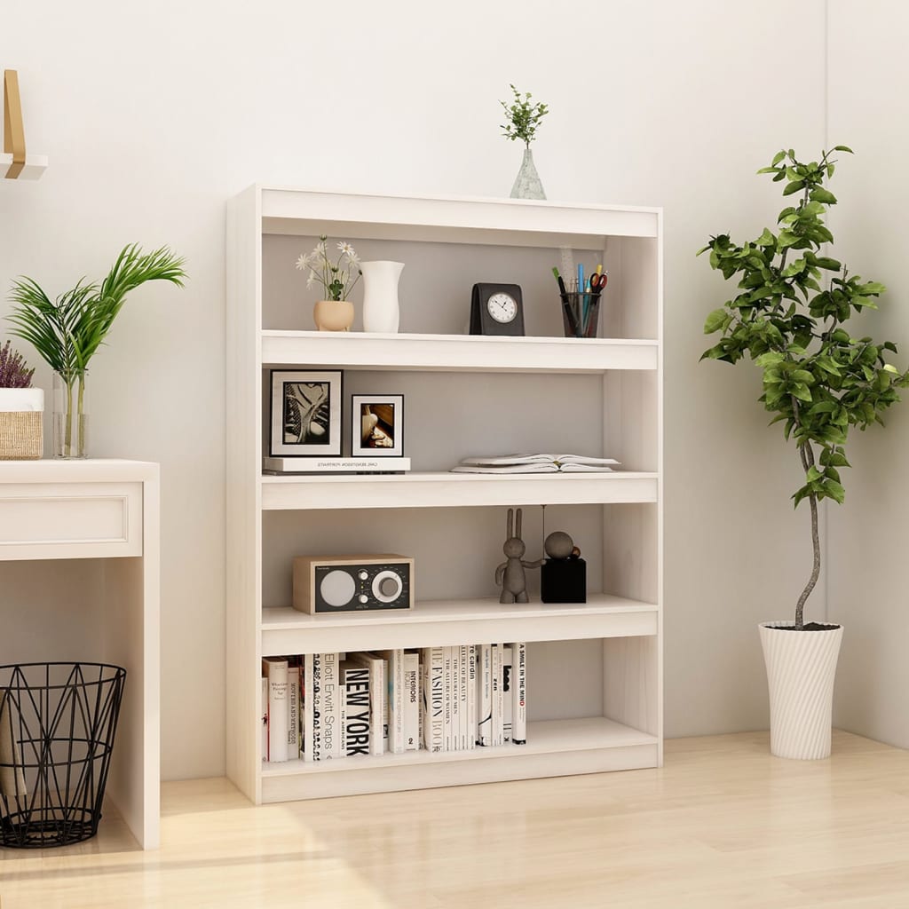 foto del prodotto libreria divisorio bianco 100x30x135,5 cm in legno di pino
