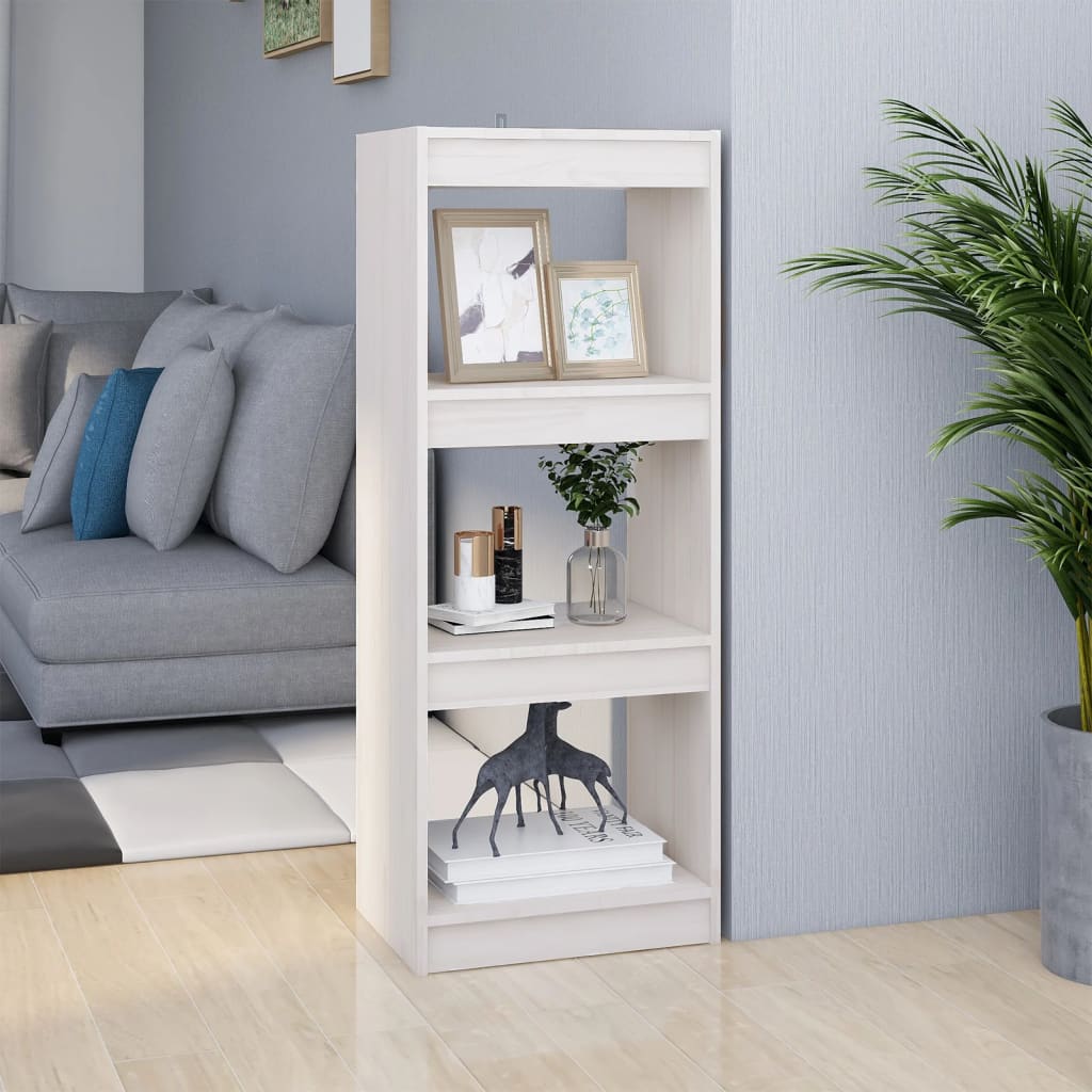 foto del prodotto libreria divisorio bianco 40x30x103,5 cm legno massello di pino