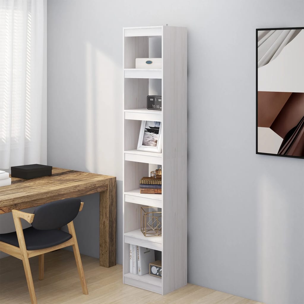 foto del prodotto libreria divisorio bianco 40x30x199cm in legno massello di pino cod mxl 7313