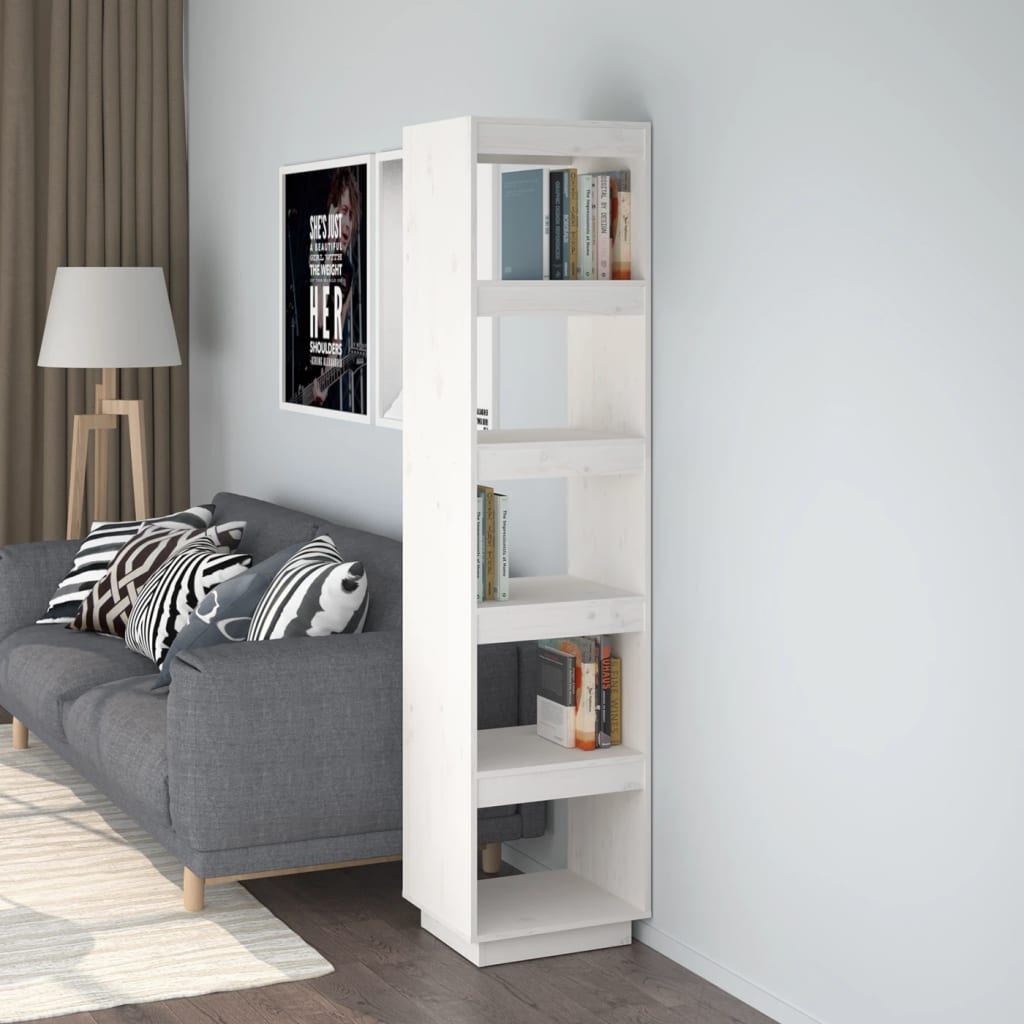 foto del prodotto libreria divisorio bianco 40x35x167cm in legno massello di pino cod mxl 9856