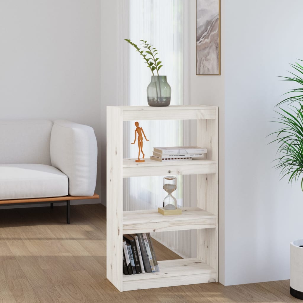 foto del prodotto libreria divisorio bianco 60x30x103,5 cm legno massello di pino cod mxl 11887