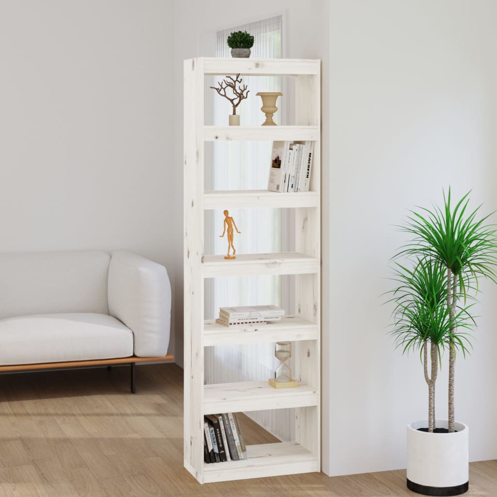 foto del prodotto libreria divisorio bianco 60x30x199,5 cm legno massello di pino cod mxl 9326