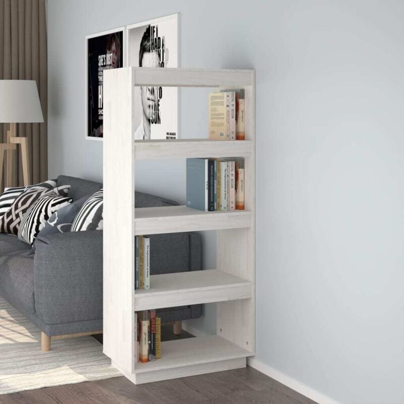 foto del prodotto libreria divisorio bianco 60x35x135 cm legno massello di pino vidaxl