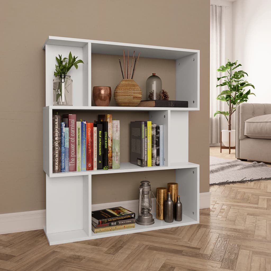 foto del prodotto libreria divisorio bianco 80x24x96 cm in legno multistrato cod mxl 13430