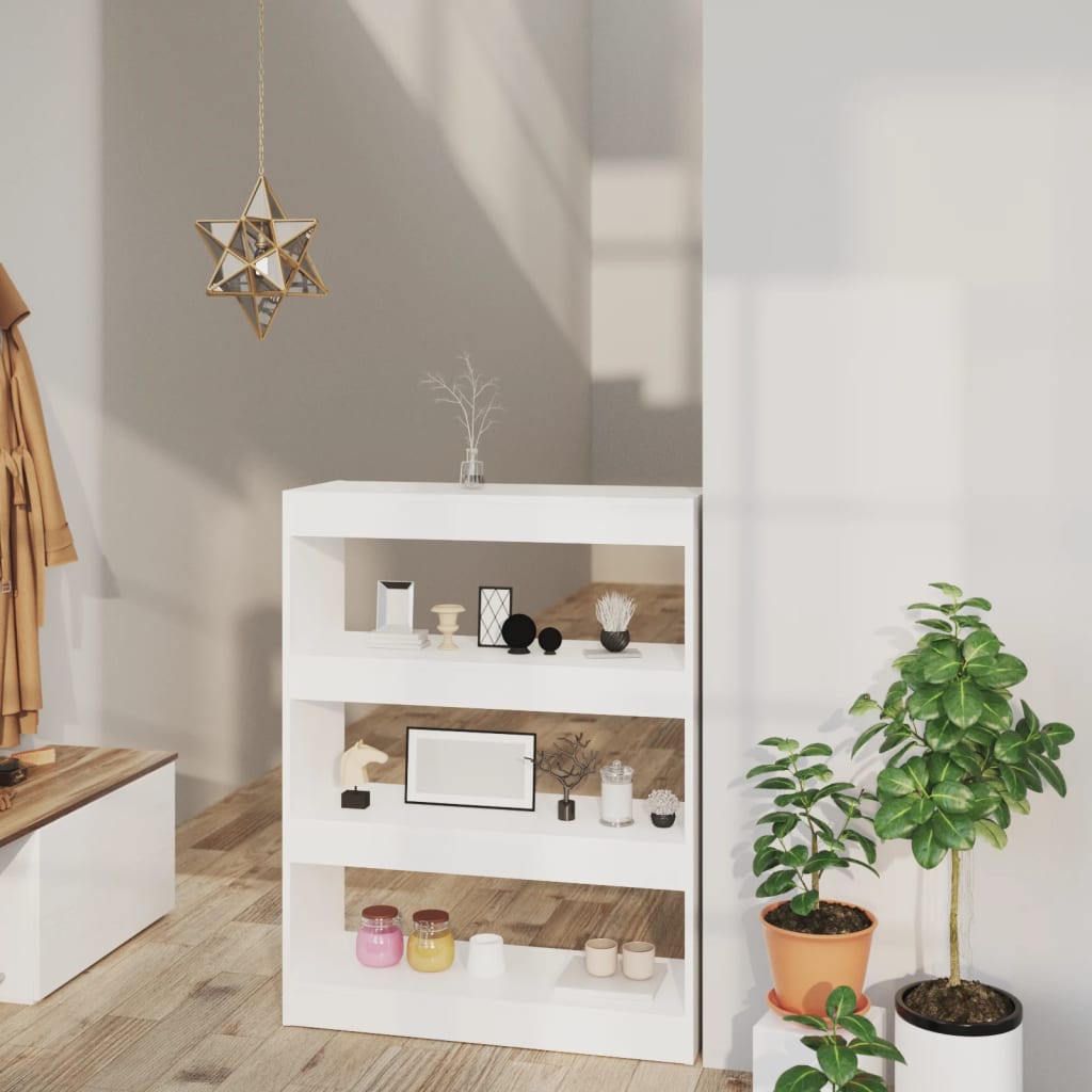 foto del prodotto libreria divisorio bianco 80x30x103 cm in legno multistrato