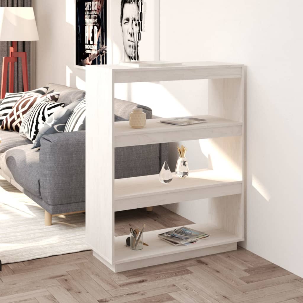 foto del prodotto libreria divisorio bianco 80x35x103 cm legno massello di pino vidaxl