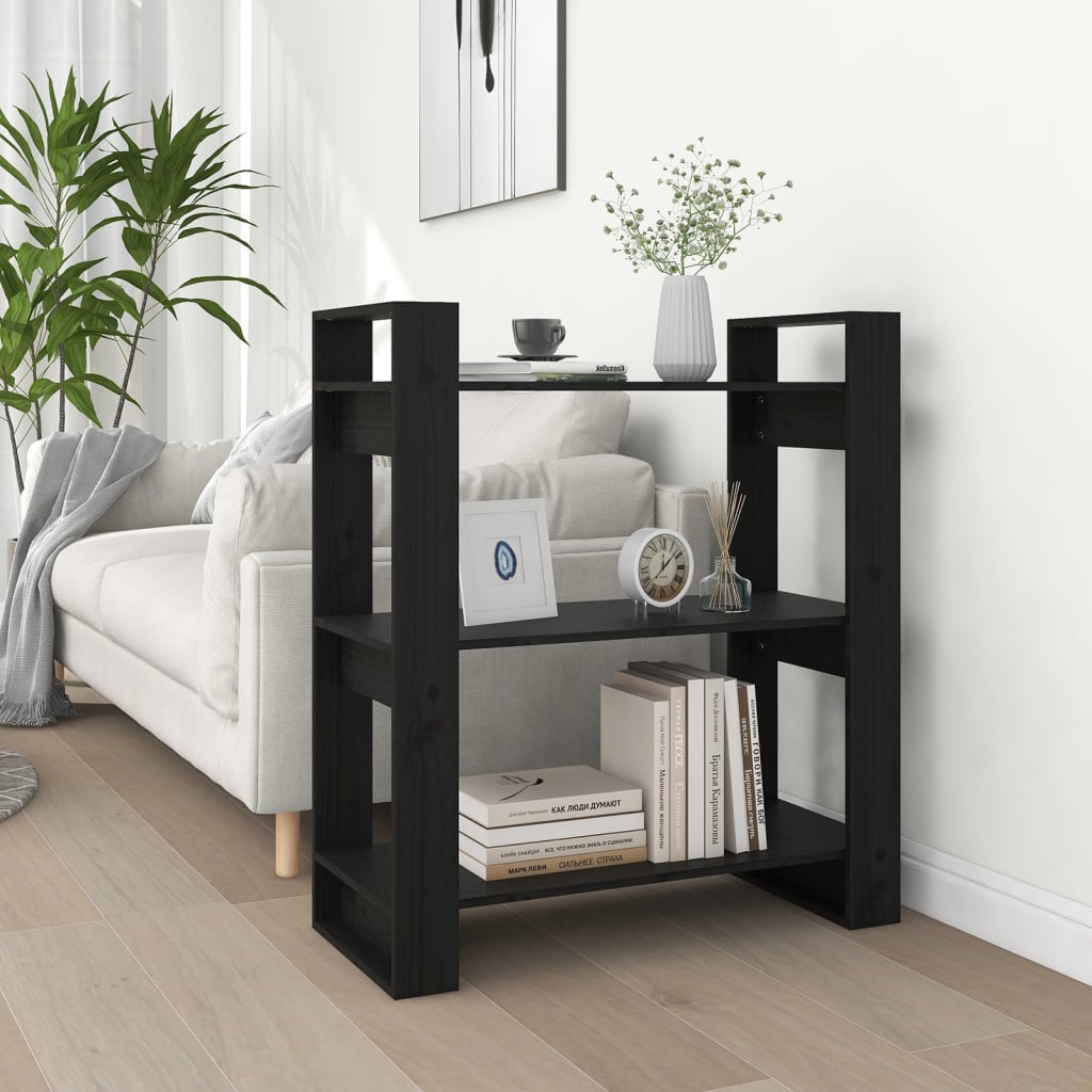 foto del prodotto libreria/divisorio bianco 80x35x91 cm legno massello di pino cod mxl 22832