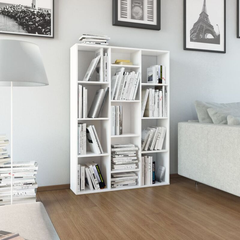 foto del prodotto libreria divisorio bianco lucido 100x24x140 cm in multistrato vidaxl 596425