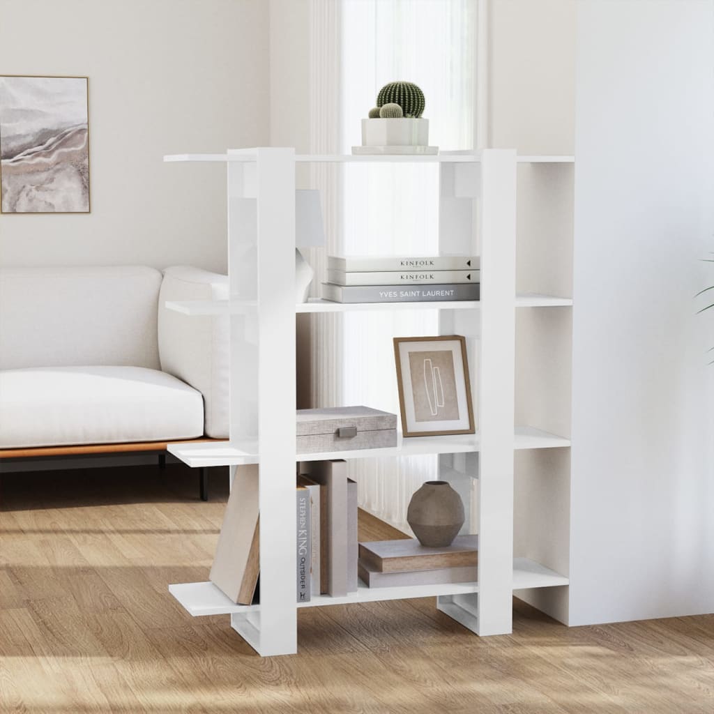 foto del prodotto libreria divisorio bianco lucido 100x30x123,5 cm
