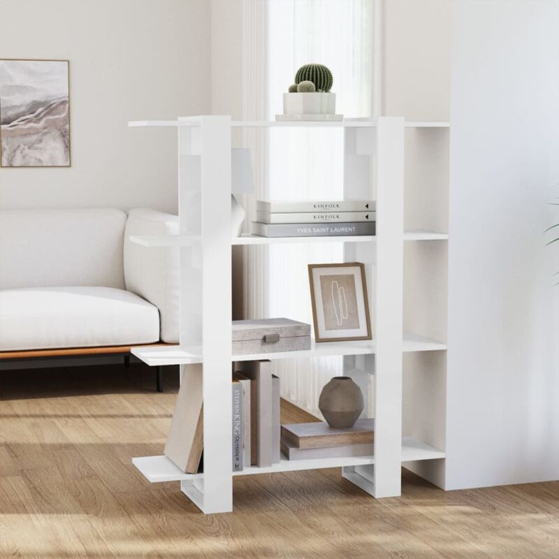 foto del prodotto libreria divisorio bianco lucido 100x30x123,5 cm vidaxl