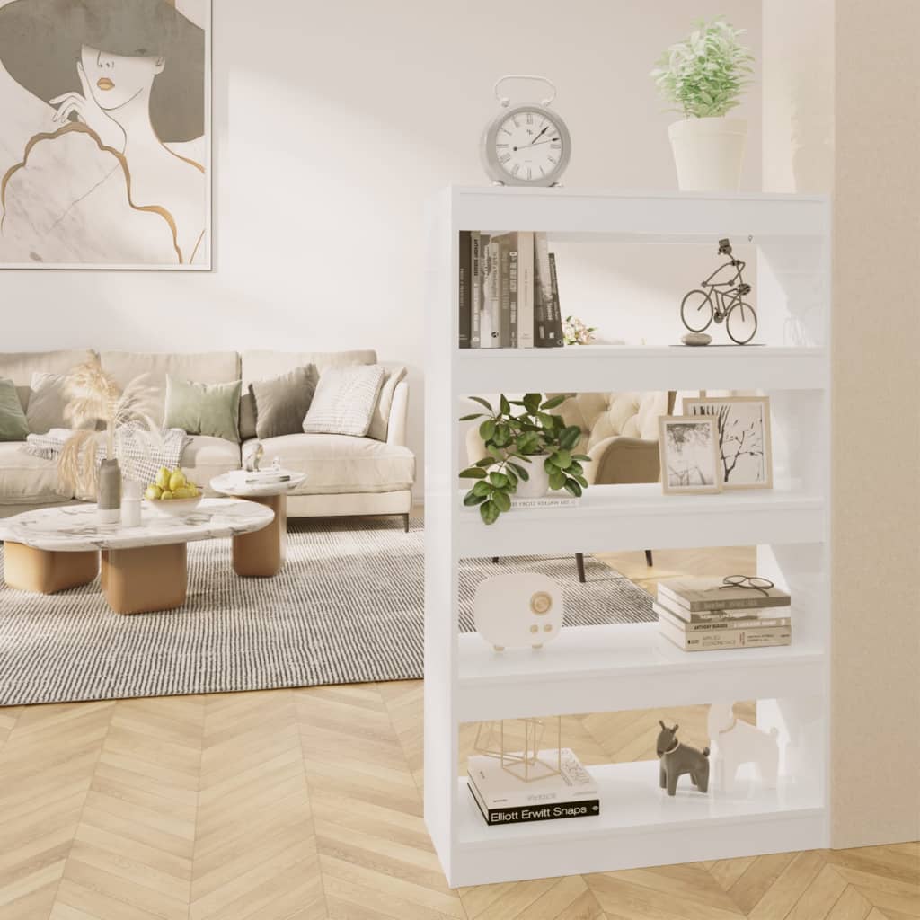 foto del prodotto libreria/divisorio bianco lucido 80x30x135 cm in truciolato cod mxl 19308