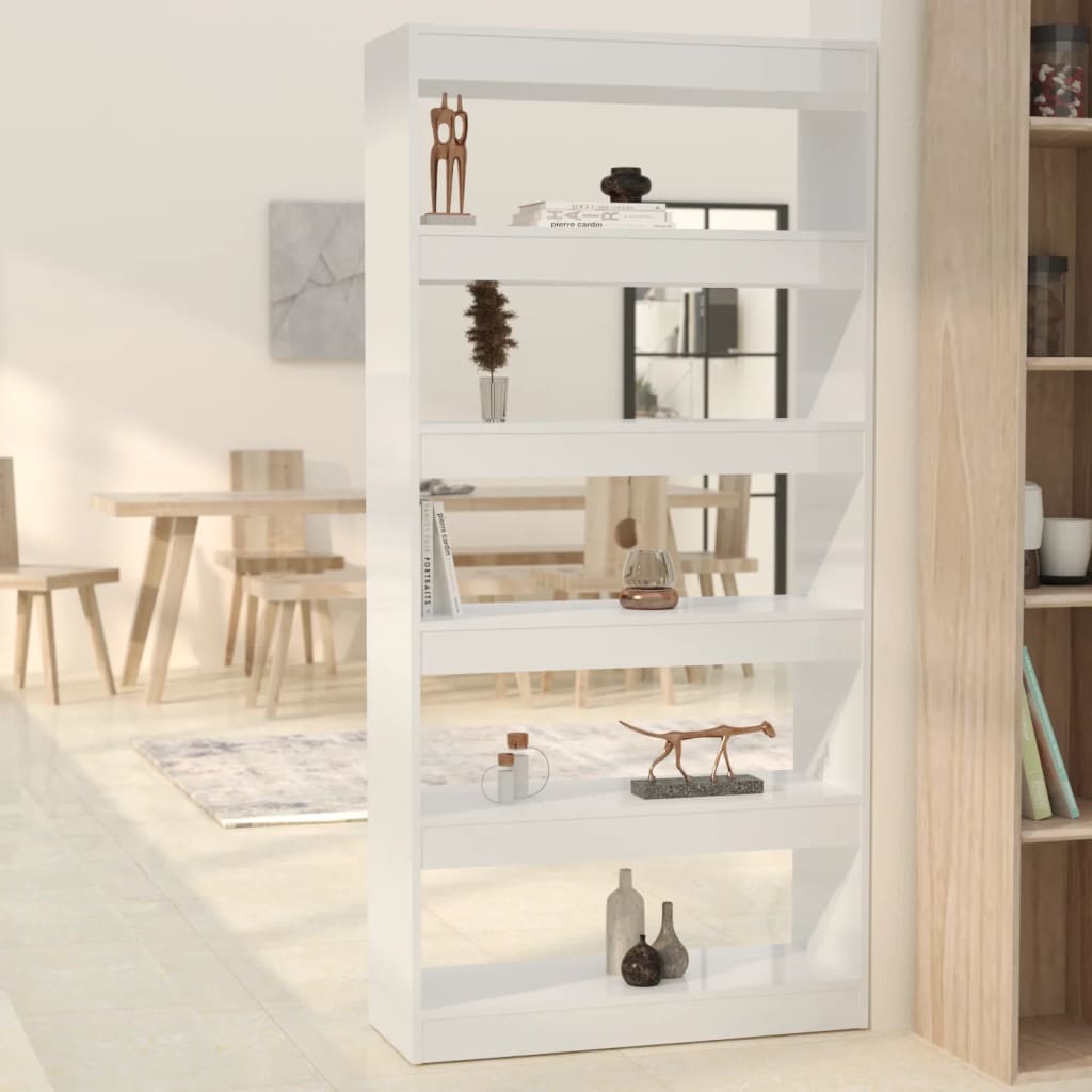 foto del prodotto libreria divisorio bianco lucido 80x30x166 cm in truciolato