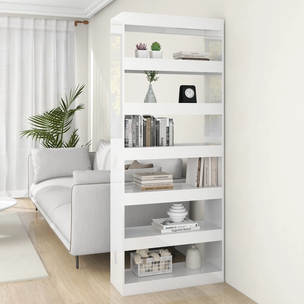 foto del prodotto libreria divisorio bianco lucido 80x30x198 cm in truciolato