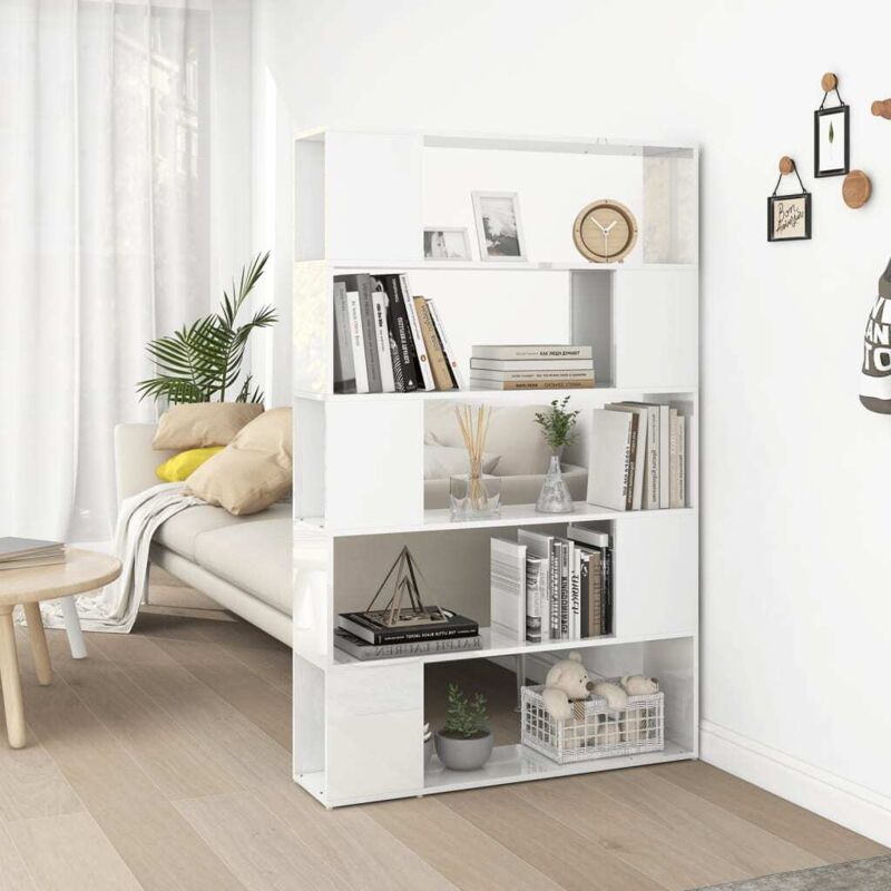 foto del prodotto libreria divisorio bianco lucido in legno multistrato vidaxl