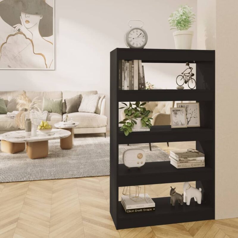 foto del prodotto libreria divisorio da salotto o studio 80x30x135cm con 4 ripiani vari colori colore nero