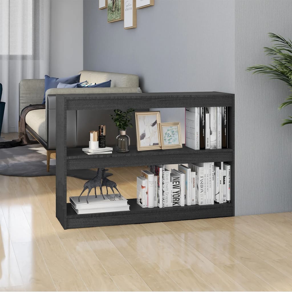 foto del prodotto libreria divisorio grigio 100x30x71,5 cm in legno massello di pino