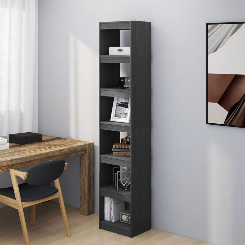 foto del prodotto libreria divisorio grigio 40x30x199cm in legno massello di pino vidaxl