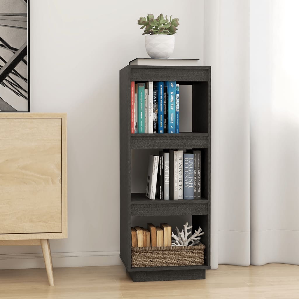 foto del prodotto libreria divisorio grigio 40x35x103cm in legno massello di pino vidaxl