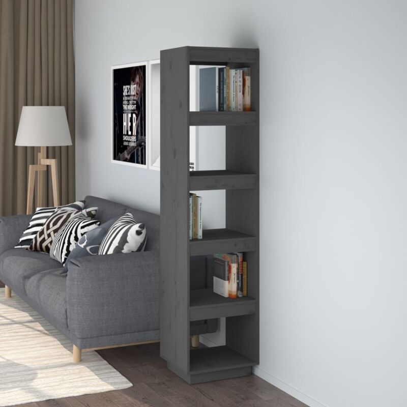 foto del prodotto libreria divisorio grigio 40x35x167 cm in legno massello di pino vidaxl